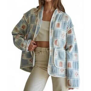 NEW BY TOGETHER maison quilted jacket in blue multi